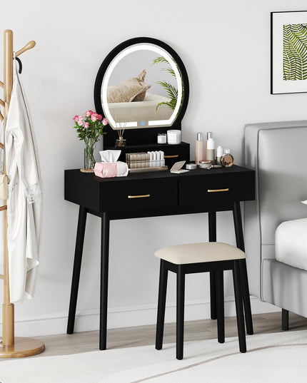CHARMAID Modern Girls Dressing Table and Stool Set for Small Bedroom