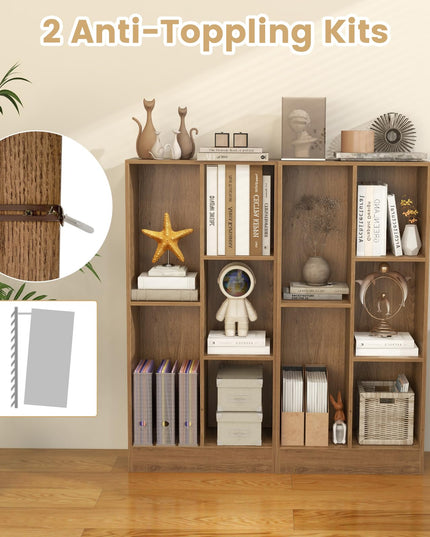 Giantex 5-Cube Bookcase Set of 1/2, Freestanding Bookshelf w/2 Anti-toppling Kits
