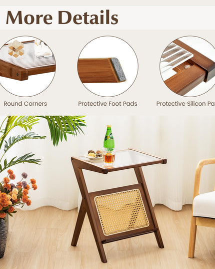 Giantex Rattan Side Table