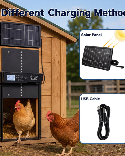 Giantex Aluminum Auto Chicken Coop Door Solar Powered with Light Sensor & Timer