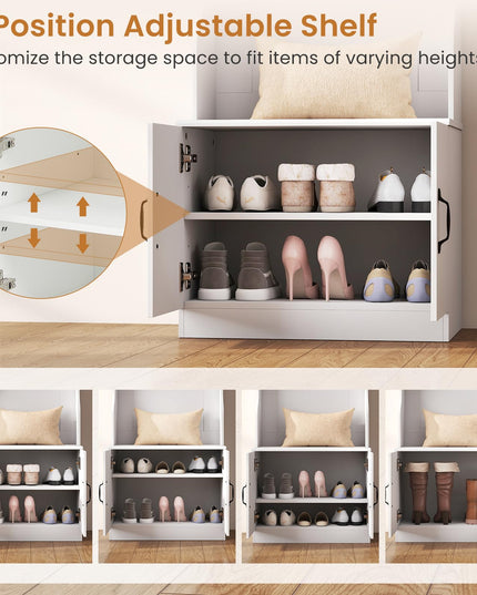 Giantex 3 in 1 Hall Tree with Bench and Shoe Storage