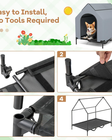 Giantex Dog House Outdoor Extra Large, Elevated Dog Bed with Weatherproof Canopy