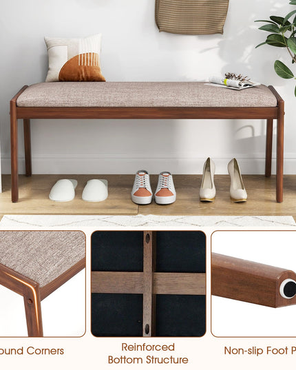 Giantex 45" Upholstered Entryway Bench with Rubber Wood Legs & Fabric Padded Seat