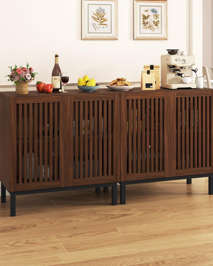 Giantex 32" Farmhouse Sideboard Buffet Cabinet with Slatted Doors