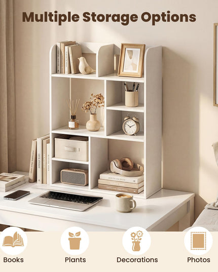 Giantex 3-Tier Desktop Bookshelf with 8 Open Storage Cubes for Computer Desk