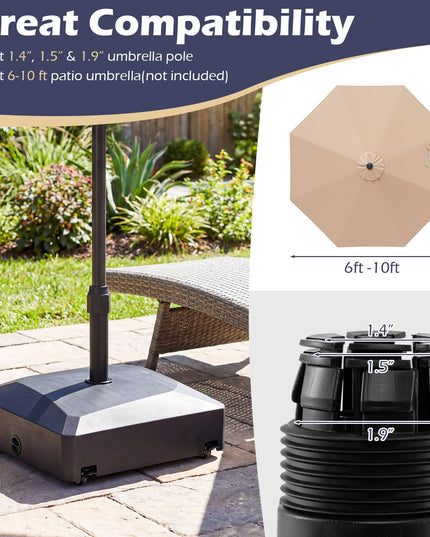 Pied de parasol Giantex 176 lbs à remplir, avec 4 roulettes, pour parasols de marché