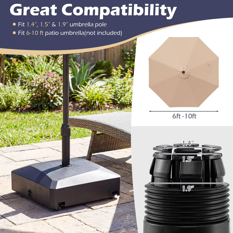 Giantex 176 lbs Fillable Umbrella Base with 4 Wheels for Market Umbrellas