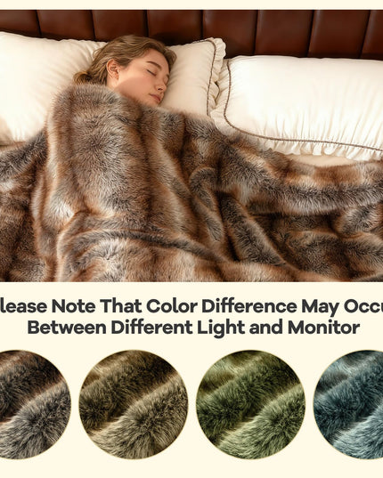 Giantex Faux Fur Throw Blanket Faux Fox Fur Blankets