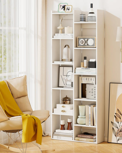 Giantex 11 Tier Bookcase with Staggered Shelves for Home Living Room Office