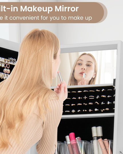 CHARMAID Jewelry Cabinet with Full Length Mirror and Warm Lights