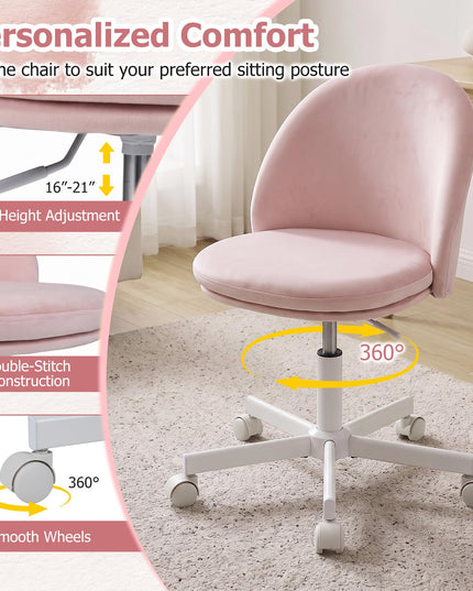 GIANTEX Small Office Chair | Ergonomic Vanity Chair with Low Back (1/2)