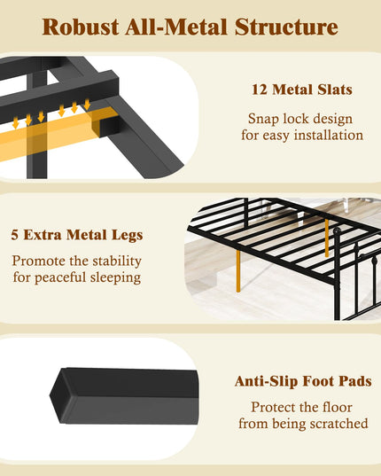 Giantex Twin Bed Frames with Headboard and Footboard, Victorian Style Twin Platform Bed