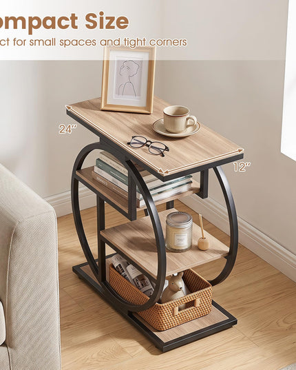 GIANTEX 4-Tier Narrow End Table with Storage & Geometric Metal Frame (1/2)