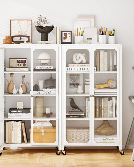 Giantex 58" Tall 4-Tier Bookshelf with Wheels & Adjustable Shelves