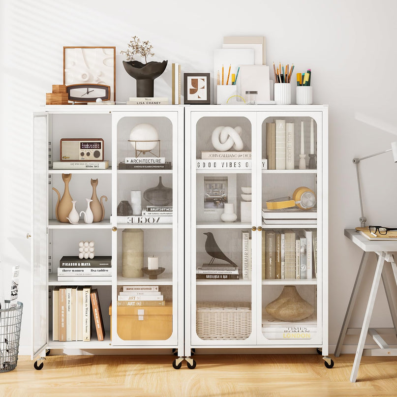 Giantex 58" Tall 4-Tier Bookshelf with Wheels & Adjustable Shelves