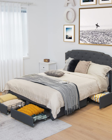 Giantex Upholstered Platform Bed Frame