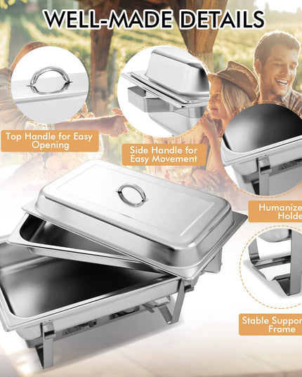 Giantex 2 Packs Chafing Dish 9 Quart Chafter Dishes Stainless Steel