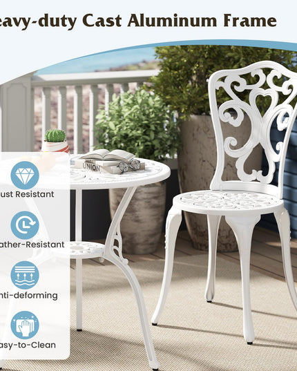 Giantex 3 Piece Bistro Set Cast Aluminum Porch Furniture (Vintage Victorian)