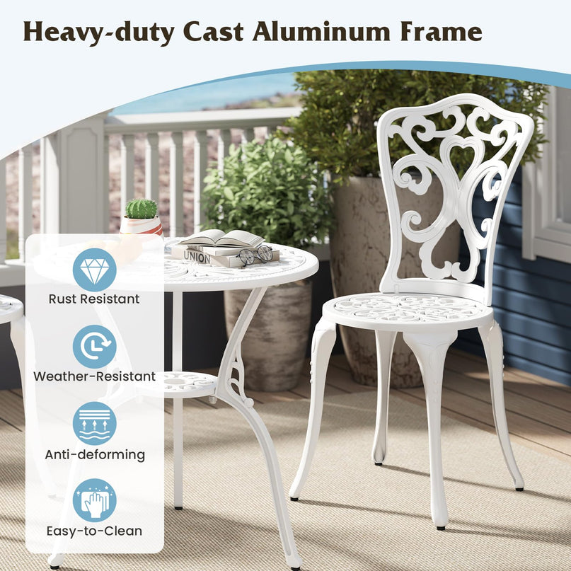 Giantex 3 Piece Bistro Set Cast Aluminum Porch Furniture (Vintage Victorian)