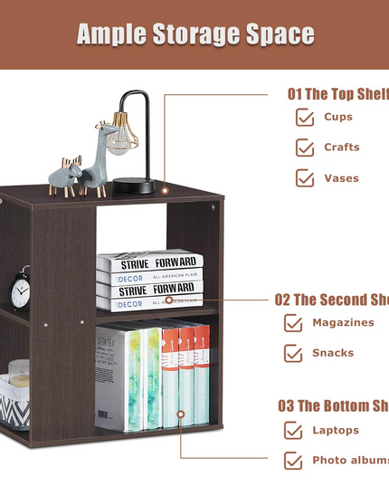 Giantex End Table with Shelves 3-Tier Open Storage