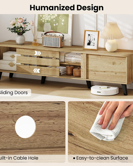 Giantex Mid Century Modern TV Stand for 65-80 Inch TV