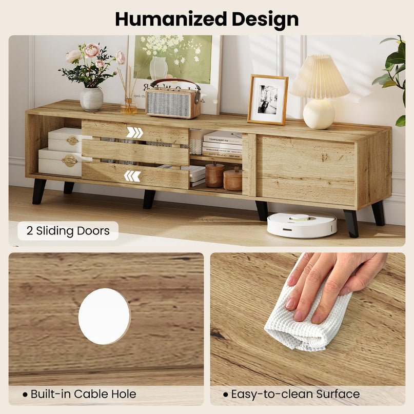 Giantex Mid Century Modern TV Stand for 65-80 Inch TV