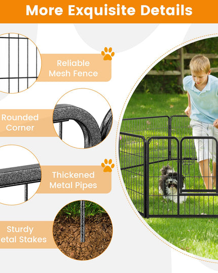 Giantex Dog Playpen Outdoor 24" H - 8/16 Panels Metal Pet Fence for Puppies Small Dogs, Portable Dog Fence for Yard Garden RV Camping