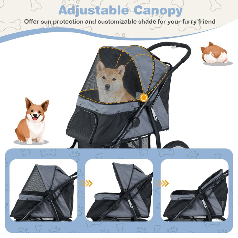 Giantex Dog Stroller for Small & Medium Dogs Cats Foldable Pet Stroller