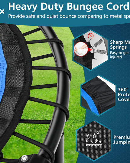 40" Foldable Indoor and Outdoor Mini Fitrness Trampoline with Adjustable Handle