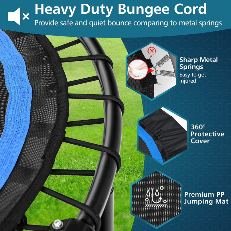 40" Foldable Indoor and Outdoor Mini Fitrness Trampoline with Adjustable Handle