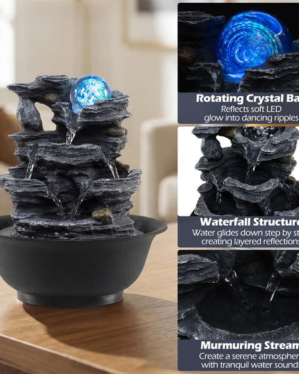 Giantex Layered Bowl Cascade Zen Meditation Desktop Decor for Office Home Relaxation