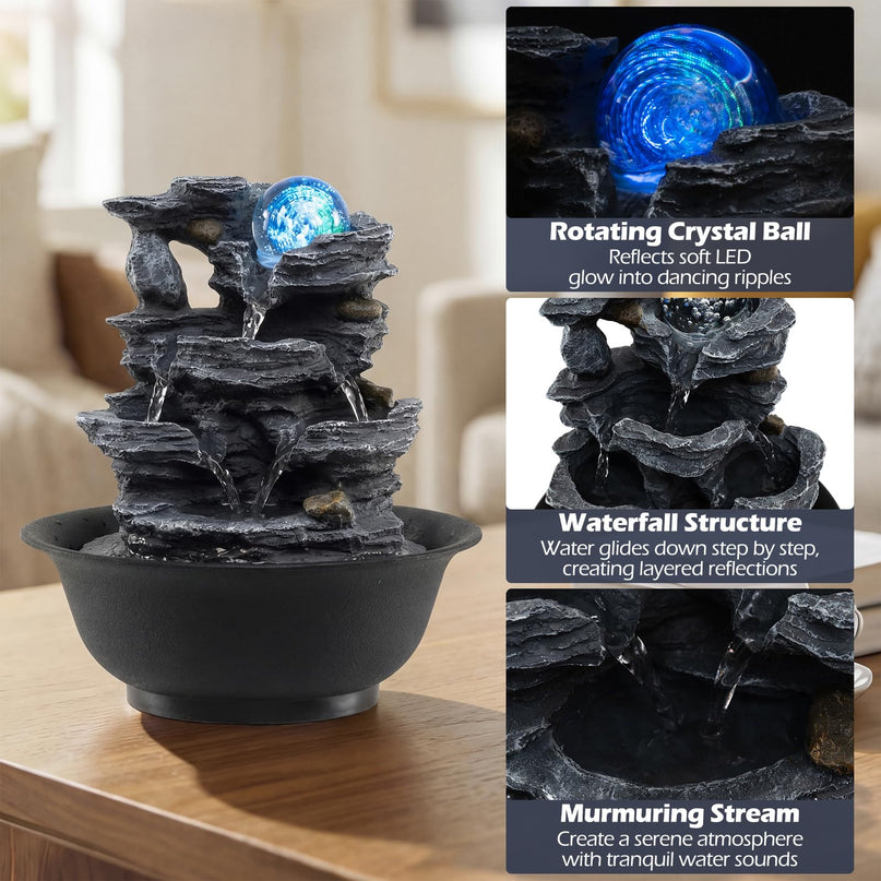 Décoration de bureau à cascade à bols étagés Giantex pour la méditation zen et la relaxation à la maison ou au bureau