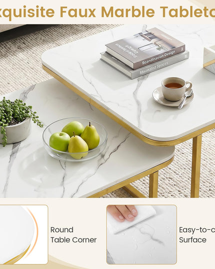 Giantex Nesting Coffee Table Set of 2 for Living Room