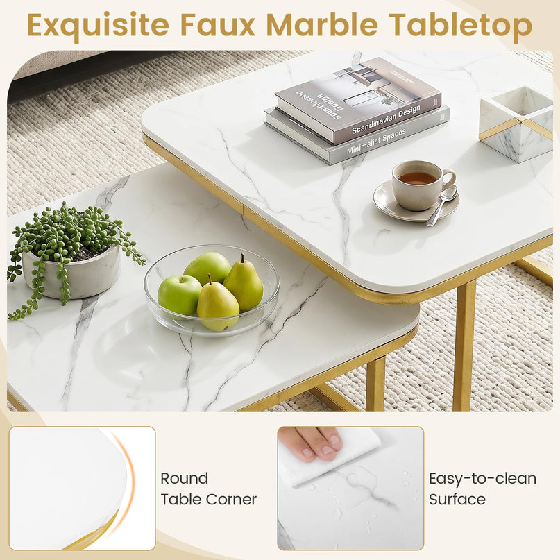 Giantex Nesting Coffee Table Set of 2 for Living Room