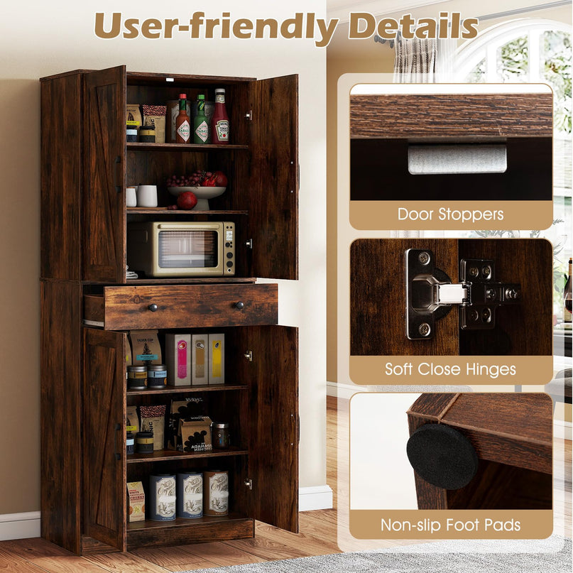 Giantex 72" Tall Kitchen Pantry Cabinet for Living Room
