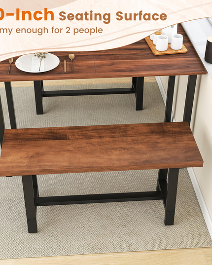 Giantex 40” Wood Dining Bench, 2 Person Entryway Shoe Bench with Metal Frame, Rectangular End of Bed Bench