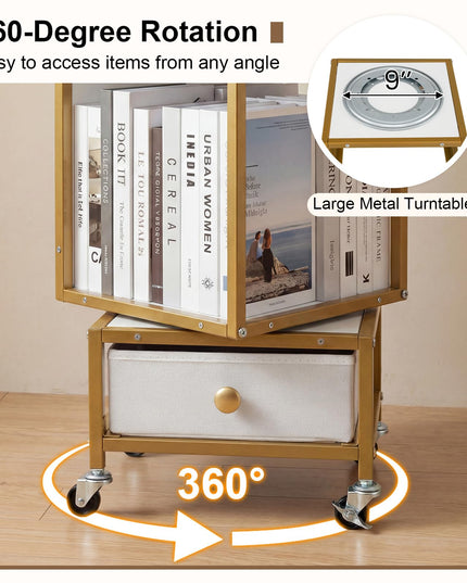 Giantex 360° Spinning Corner Book Shelf Tower