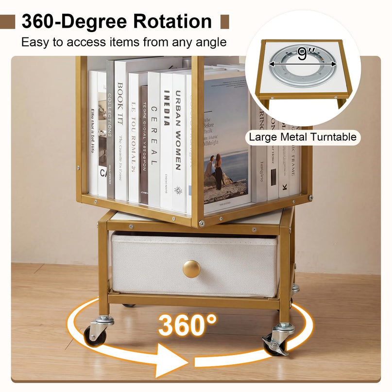 Giantex 360° Spinning Corner Book Shelf Tower