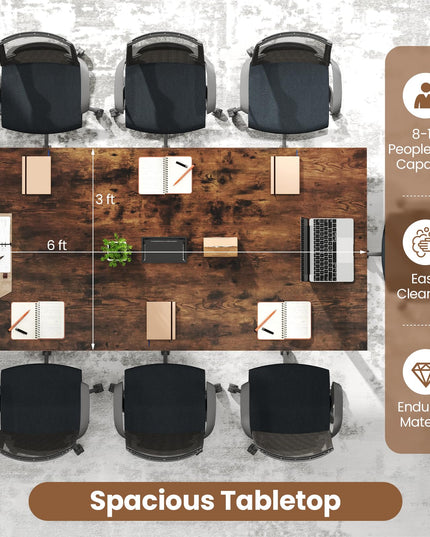 Giantex Modern 71" L x 35.5" W Large Meeting Table with Metal Frames for 8-10 People