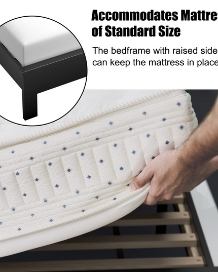 Platform Bed w/ Rubber Wood Legs & Integrated Headboard | Wooden Bed Frame