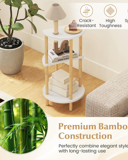 Giantex 3 Tier Circular End Tables with Storage Shelves