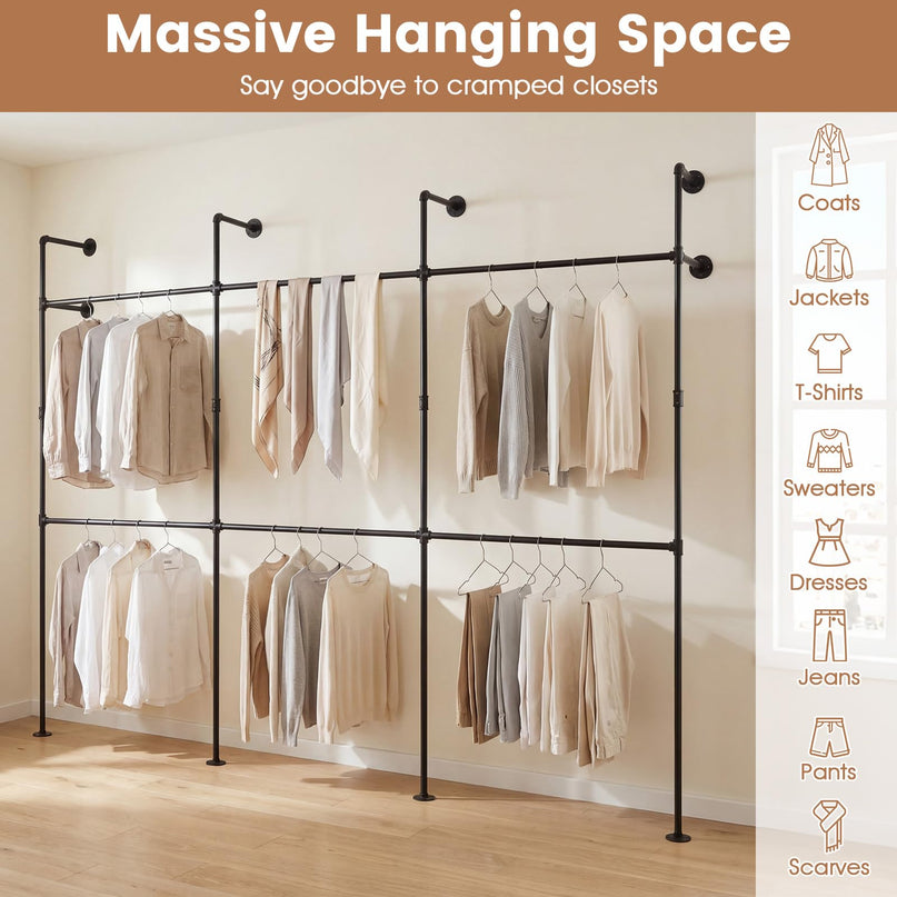 Giantex Industrial Pipe Clothing Rack for Wardrobe Closet