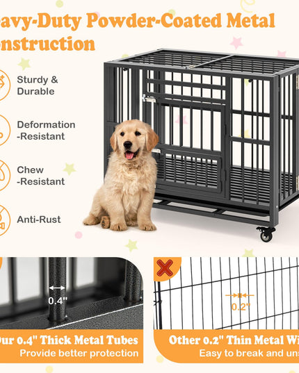 Giantex Foldable Metal Dog Crate - Heavy Duty Dog Cage