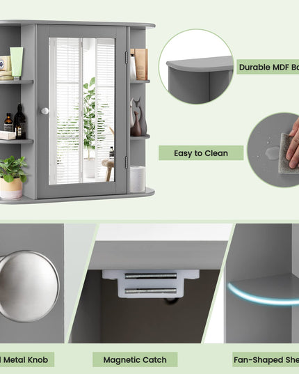 Giantex Mirrored Bathroom Medicine Cabinet - Wall Mounted Bathroom Hanging Cabinet with Single Door