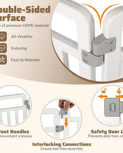 Giantex 32'' Tall Plastic Pet Fence with Lockable Door