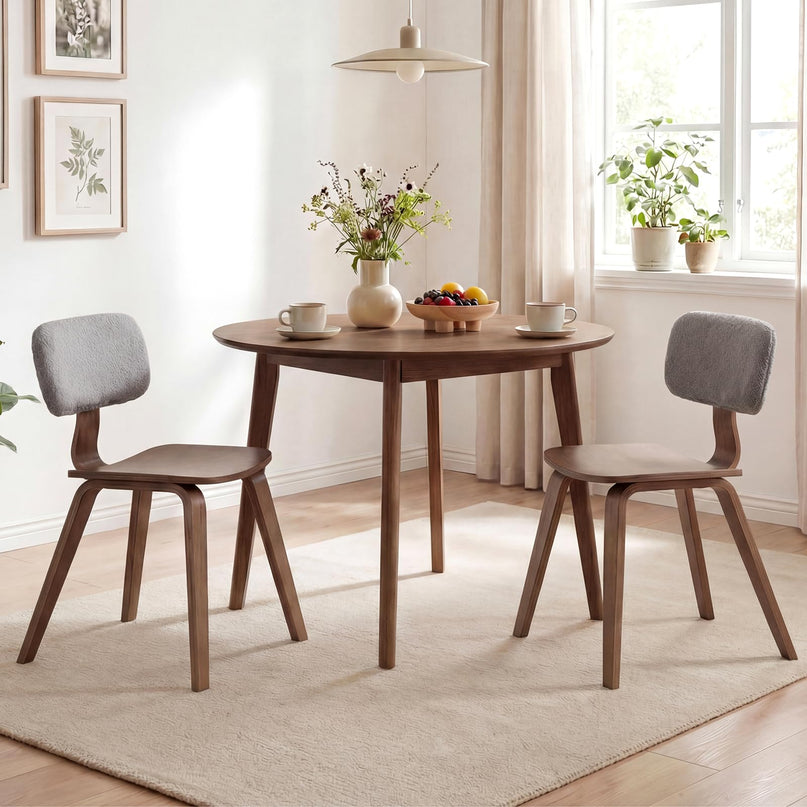 Giantex Rubber Wood Dining Room Chairs with Teddy Velvet Padded Backrest & Ergonomic Seat