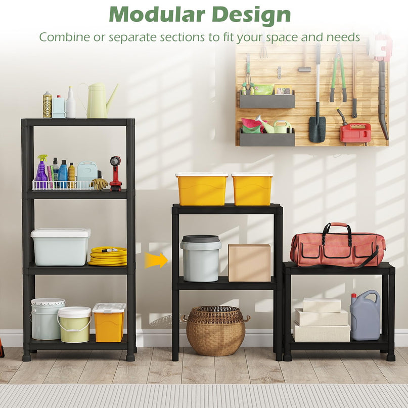 Giantex 4-Tier Heavy-Duty Plastic Storage Shelves（24" x 12.5" x 53")