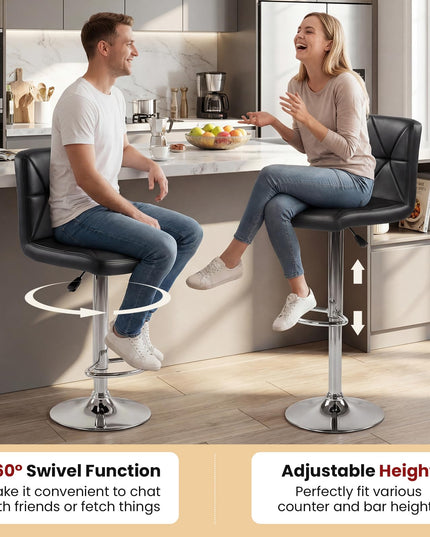 Giantex Adjustable Bar Chairs with Back and Footrest for Kitchen Island