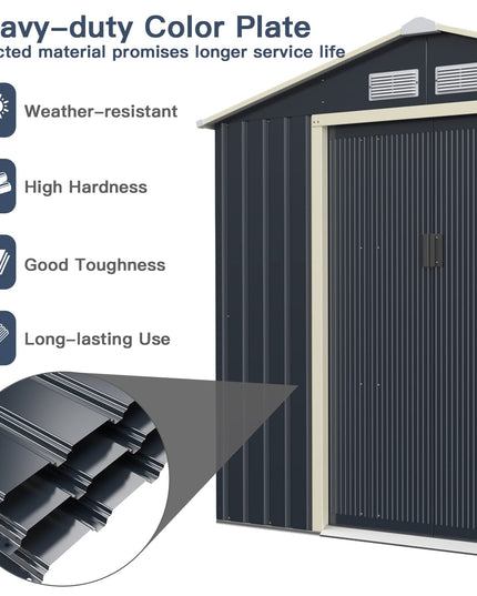 Outdoor Storage Shed with Double Sliding Door