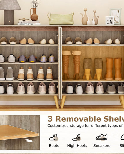 Giantex Shoe Cabinet with 2 Louvered Doors for Entryway